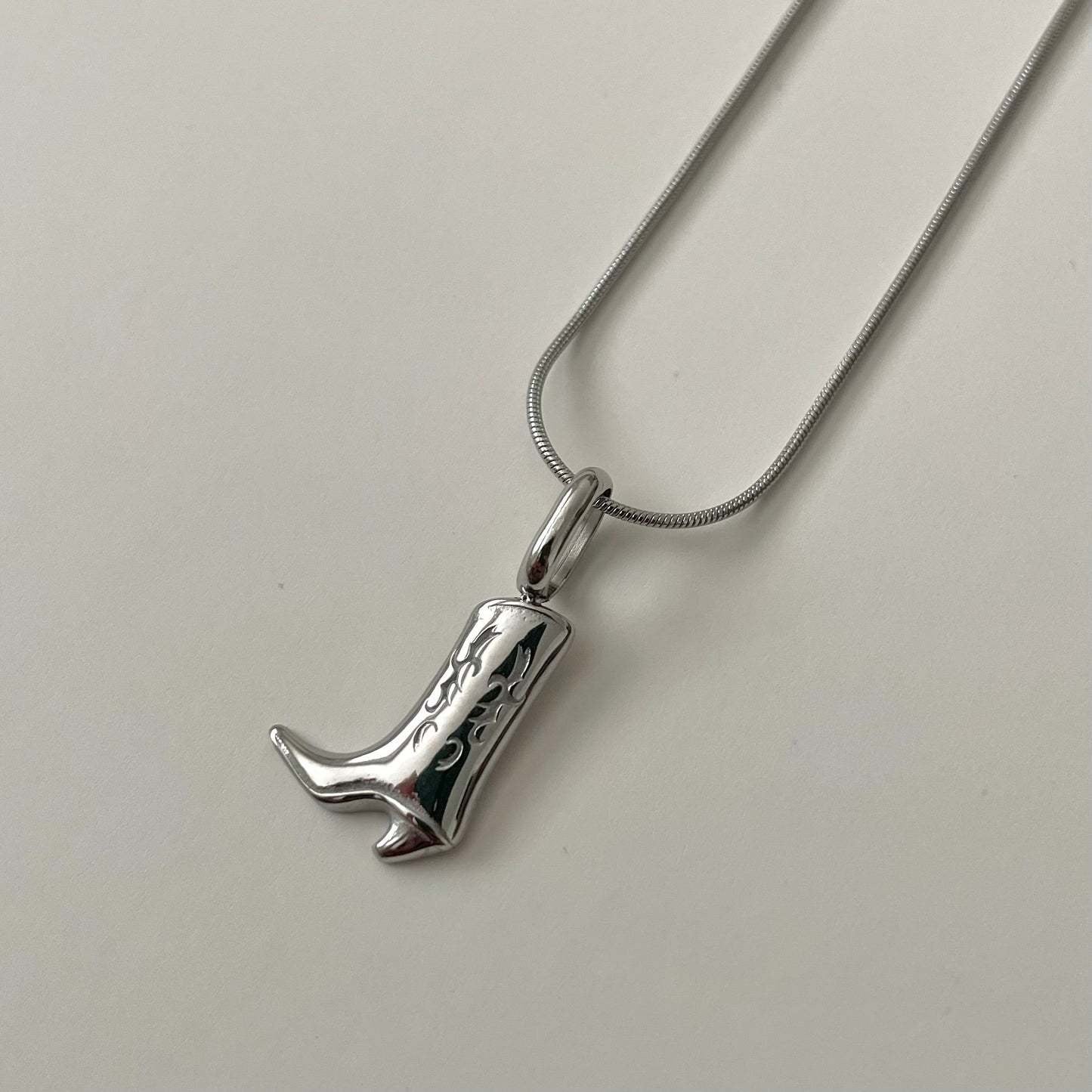 Retro Boot Silver Necklace