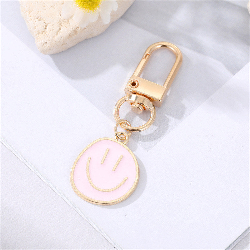 Pink Smiley Face Mini Keychain
