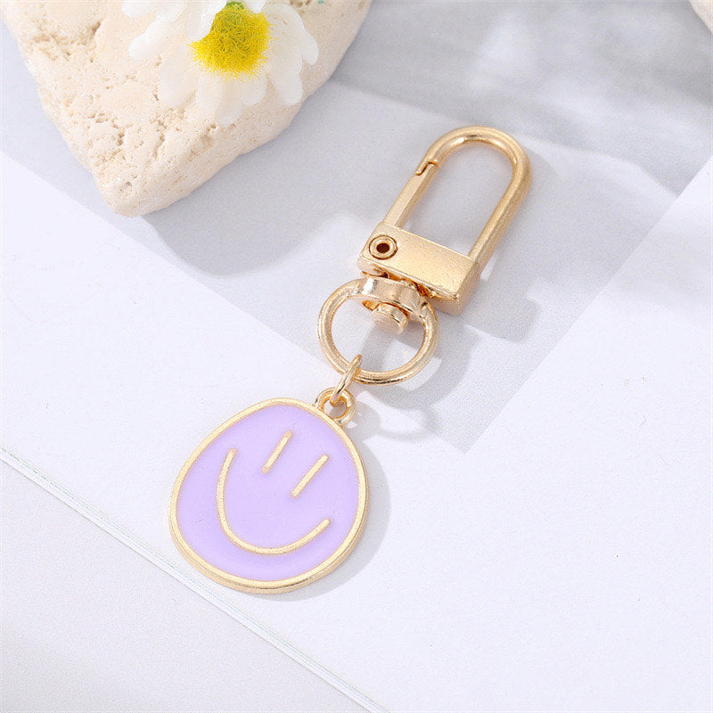 Purple Smiley Face Mini Keychain