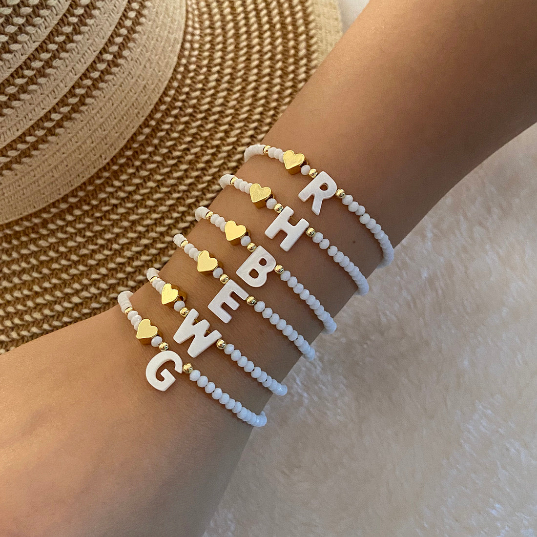 Letter & Heart 18KGold Plated Bracelet