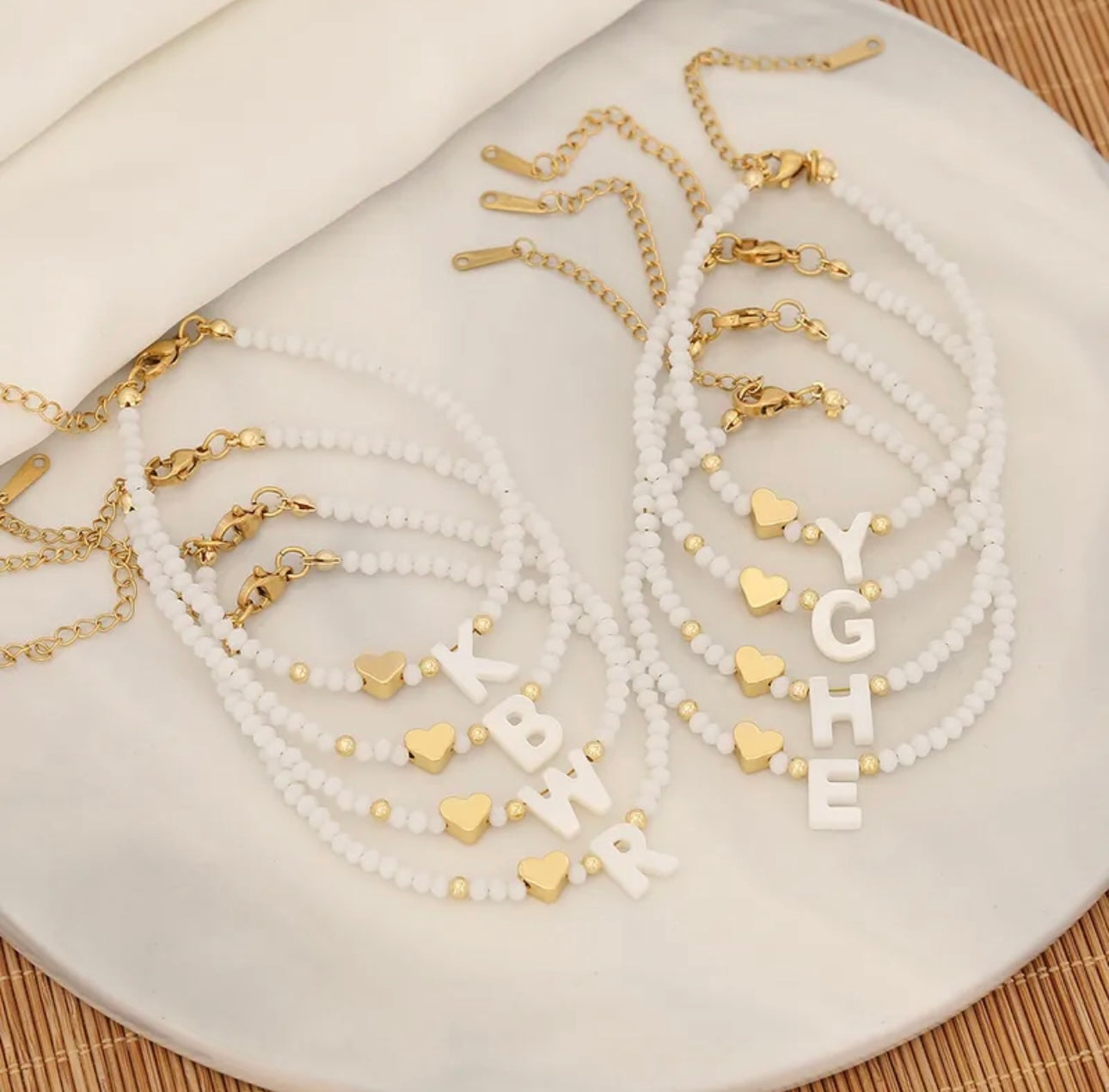 Letter & Heart 18KGold Plated Bracelet
