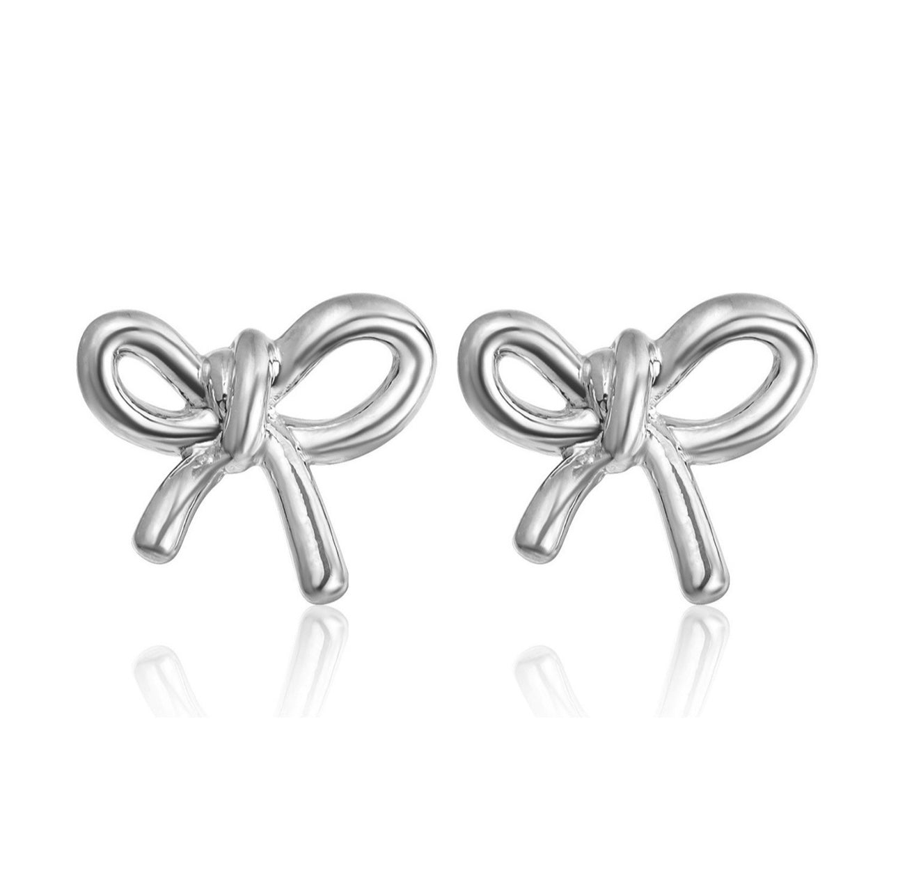 Camelia Silver Bow Studs