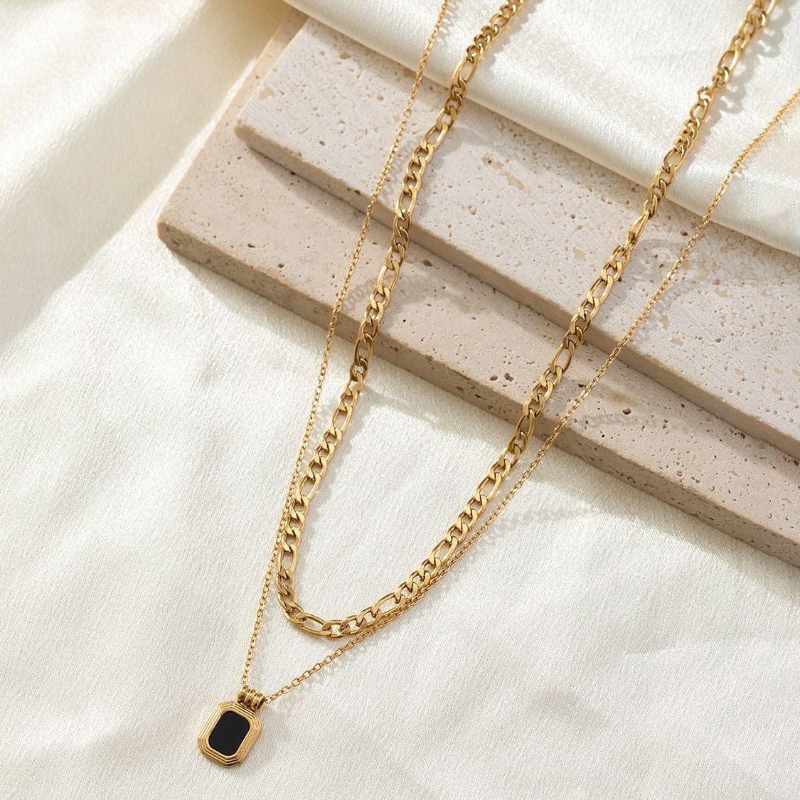 Black Stone Gold Necklace