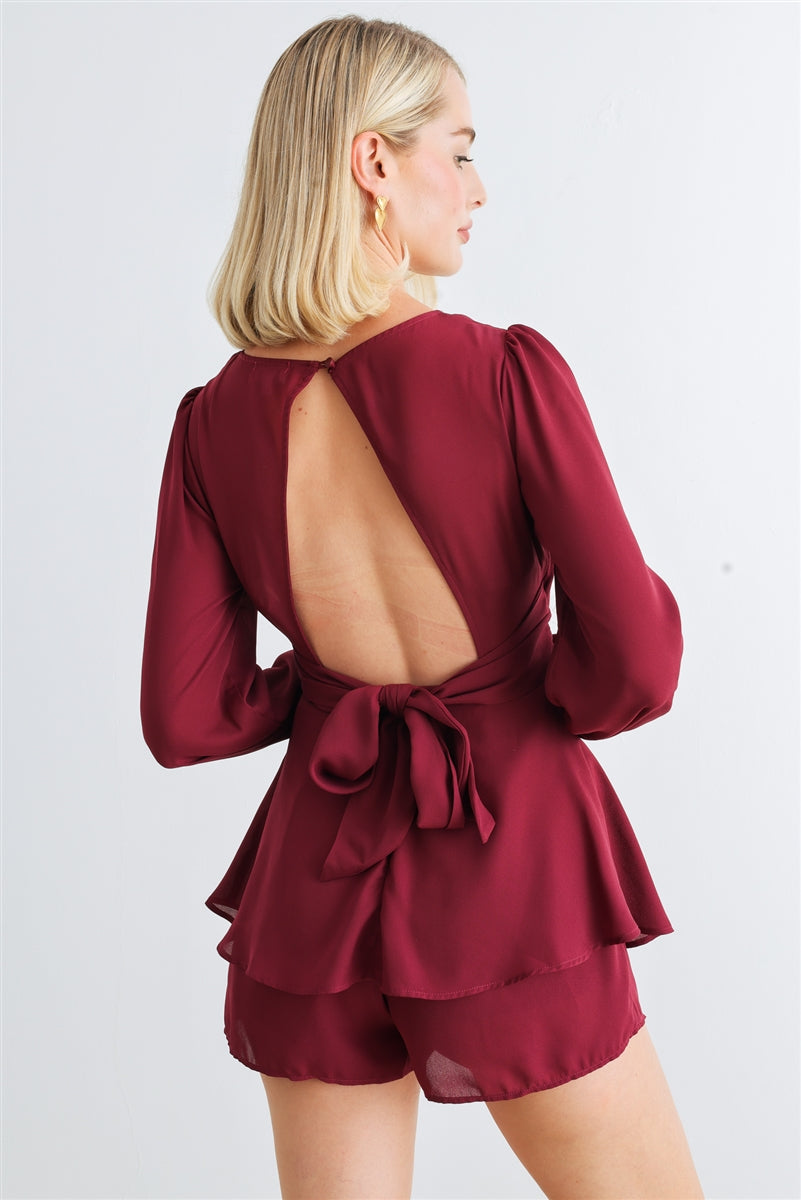 Elena Burgundy Romper