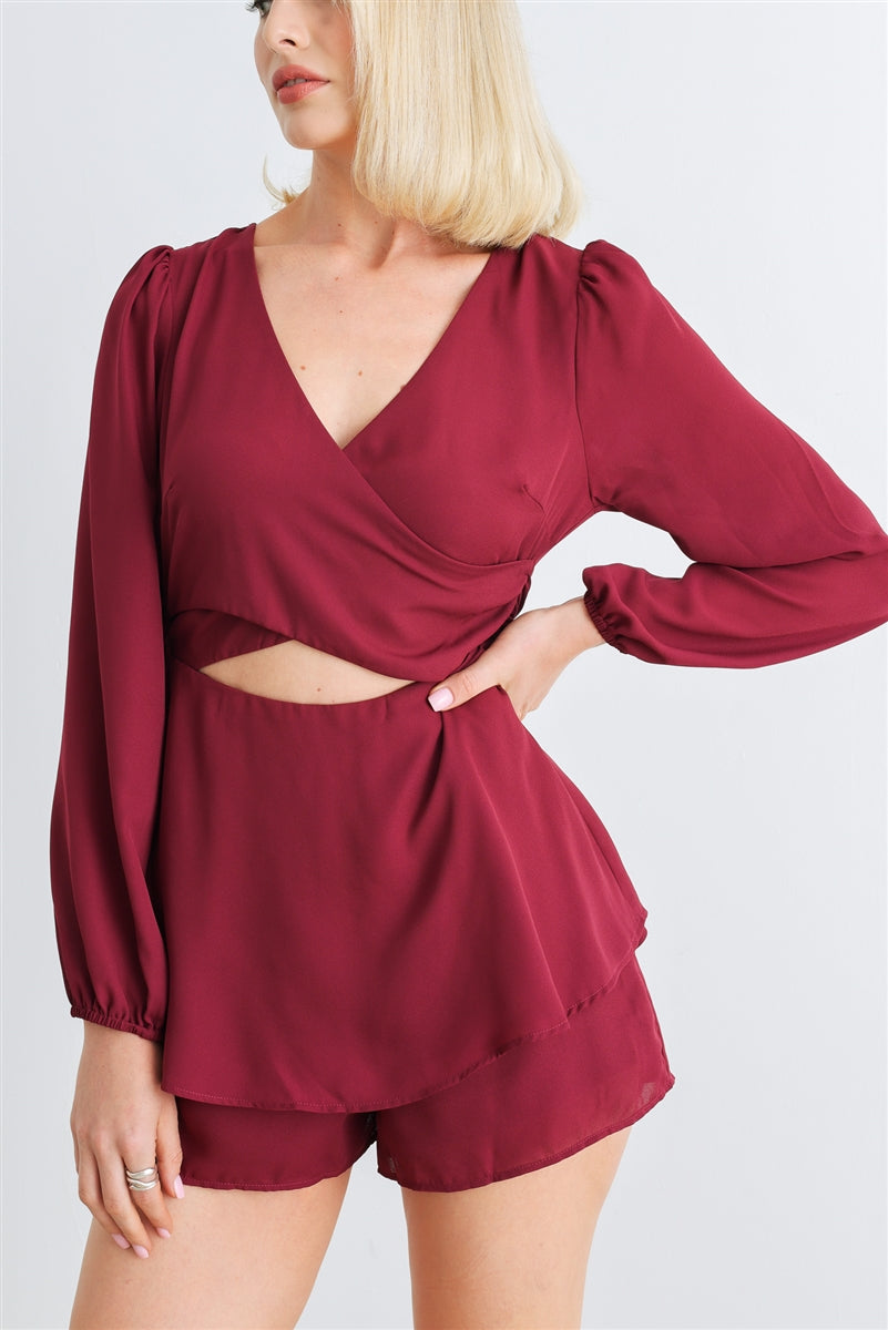 Elena Burgundy Romper