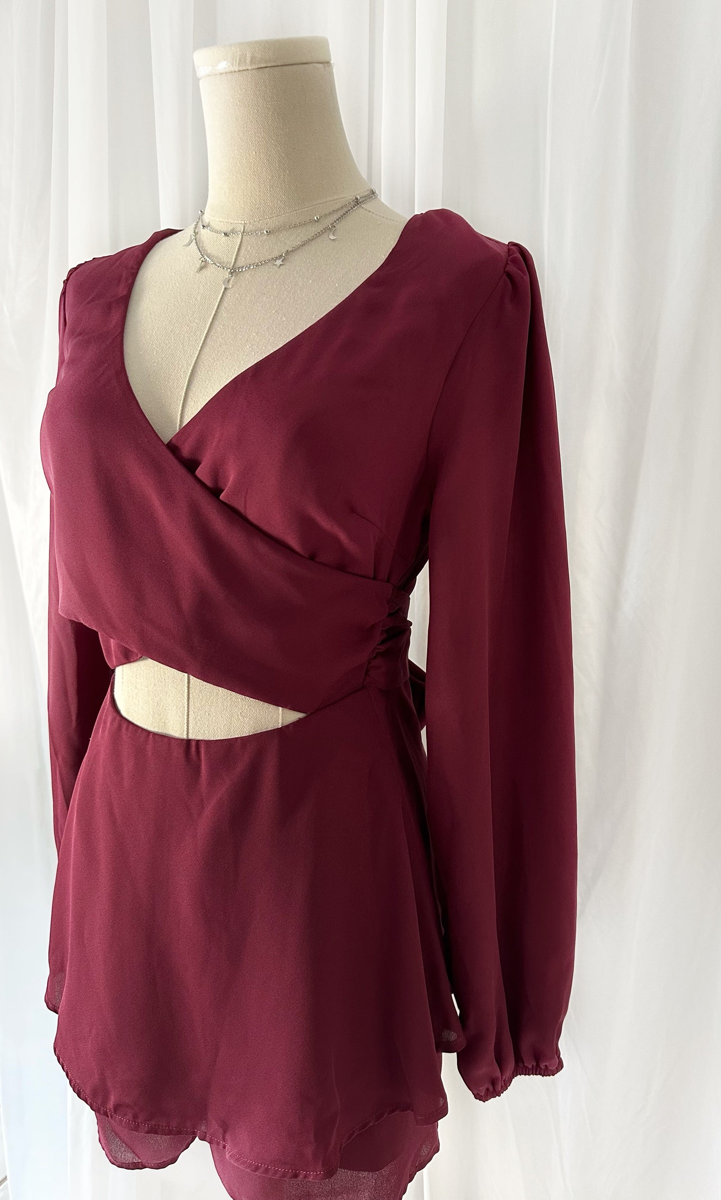 Elena Burgundy Romper