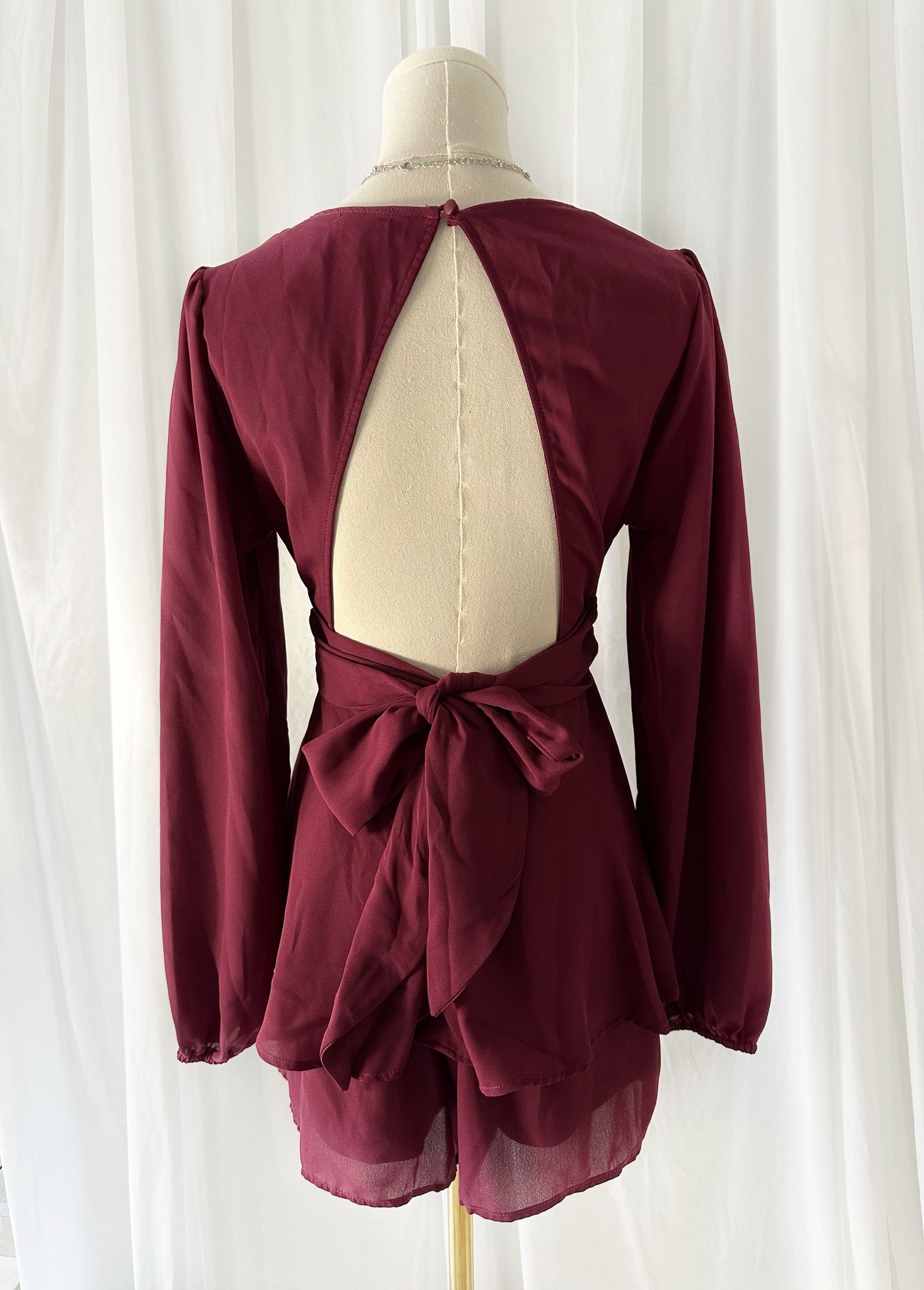 Elena Burgundy Romper