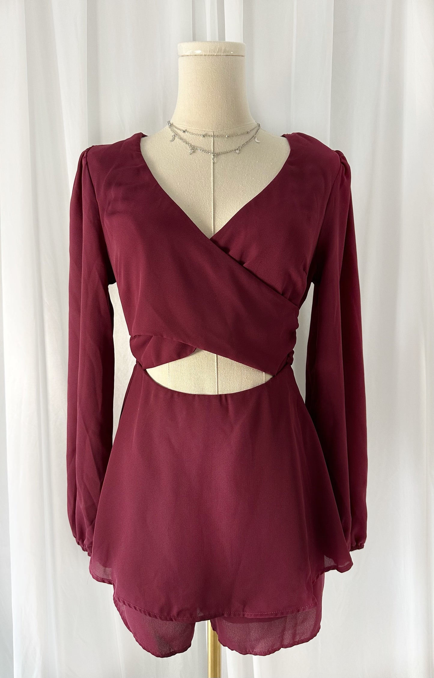 Elena Burgundy Romper