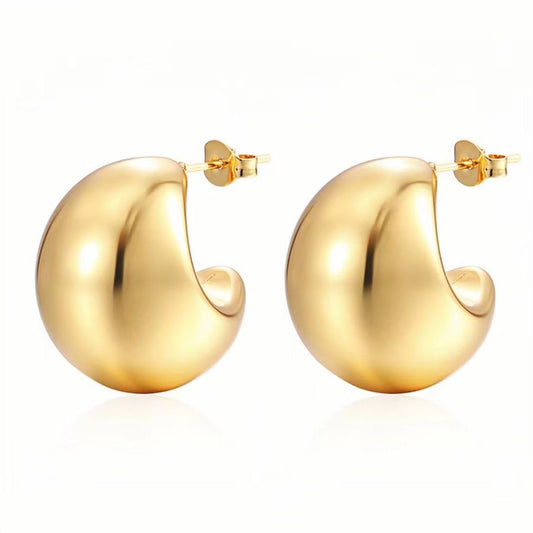 Gold Moon Chunky Earrings 18K Gold Plated