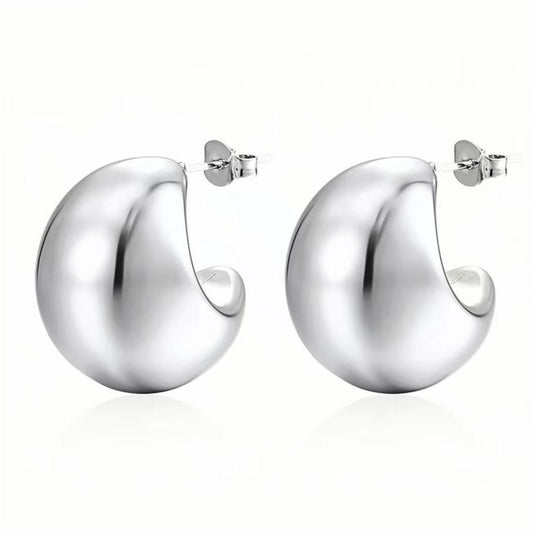 Silver Moon Chunky Earrings